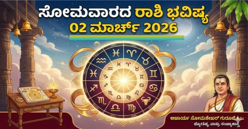 Monday Rashi Bhavishya 02 March 2026 by Somashekhar Guruji Kannada Horoscope