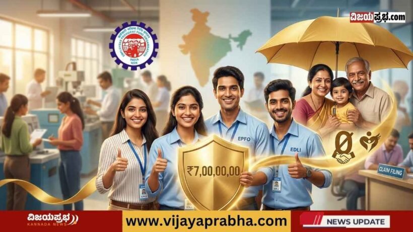 A professional illustration showing Indian office employees smiling, with a golden shield in the center symbolizing protection and an umbrella over a happy family to represent life insurance security.