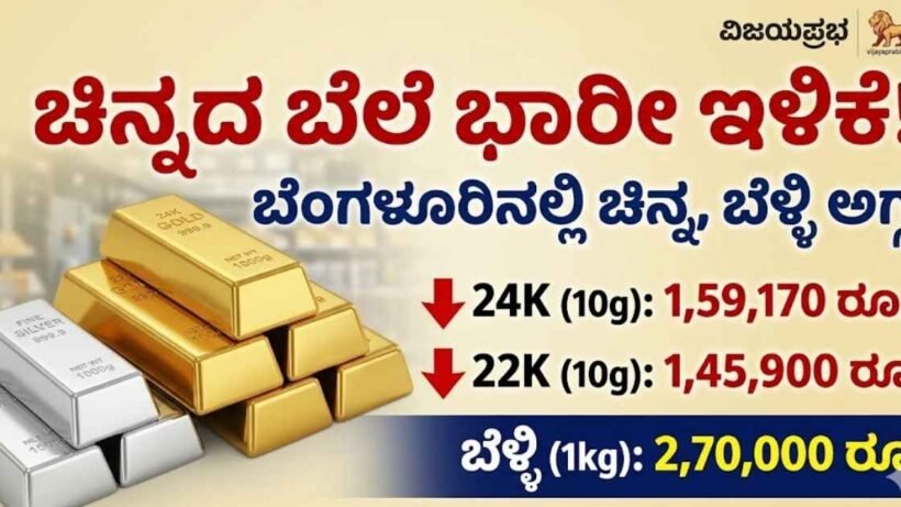 Gold and silver bars with price drop indicators in Bangalore market