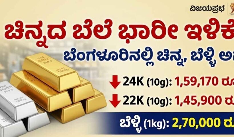 Gold and silver bars with price drop indicators in Bangalore market