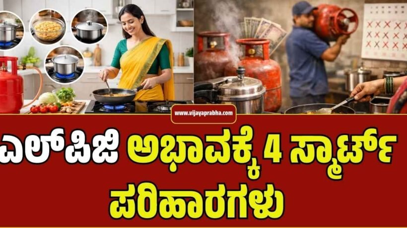 Alternative cooking methods like Solar Cooker, Induction Stove, and Biogas for LPG shortage in India.